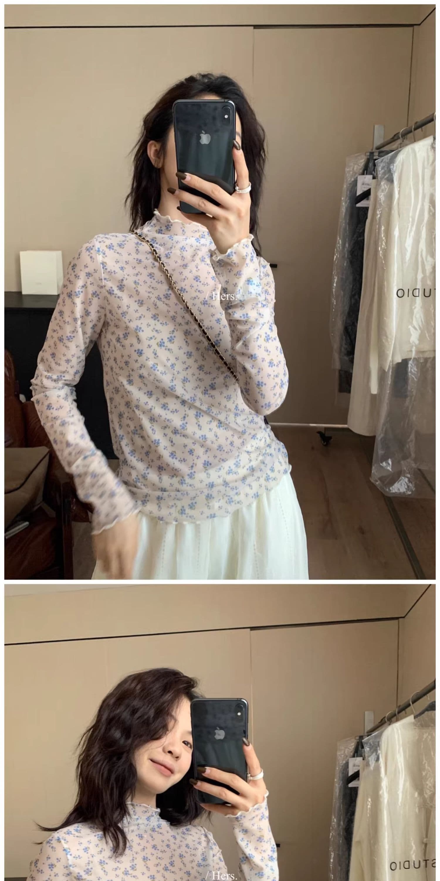 새로운 터틀넥 꽃무늬 긴팔 티셔츠 여성 가을 한 부서 달콤함 프릴 다용도 마이크로 ~을 통해 기본 셔츠 맨위 트렌디 상세 이미지 10