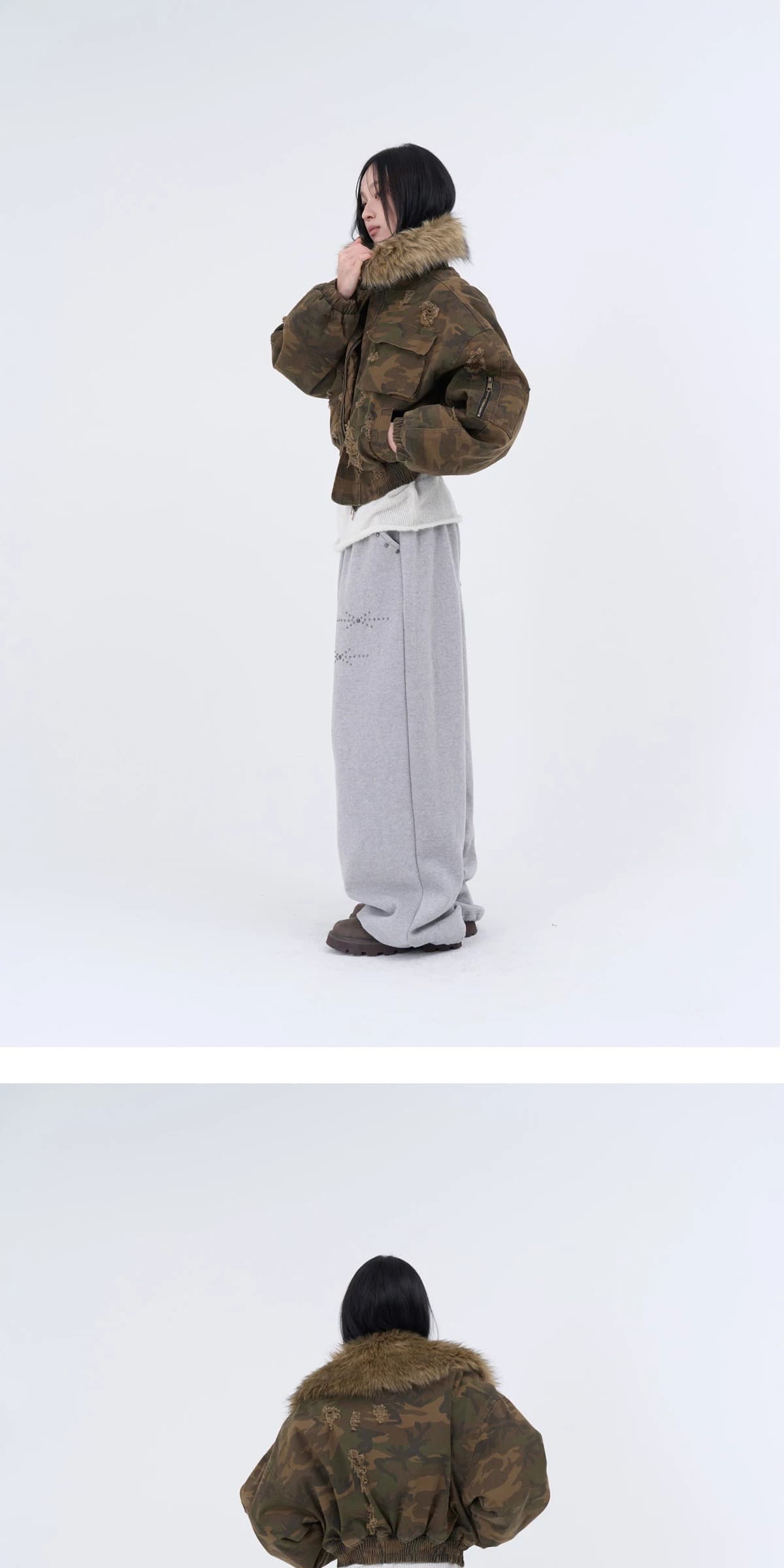 한국 chic 가을 아메리칸 거리 캐주얼 바지 여성 레트로 하라주쿠 핫픽스 스트레이트 팬츠 하이웨이스트 웃음 하 운동 바지 상세 이미지 2