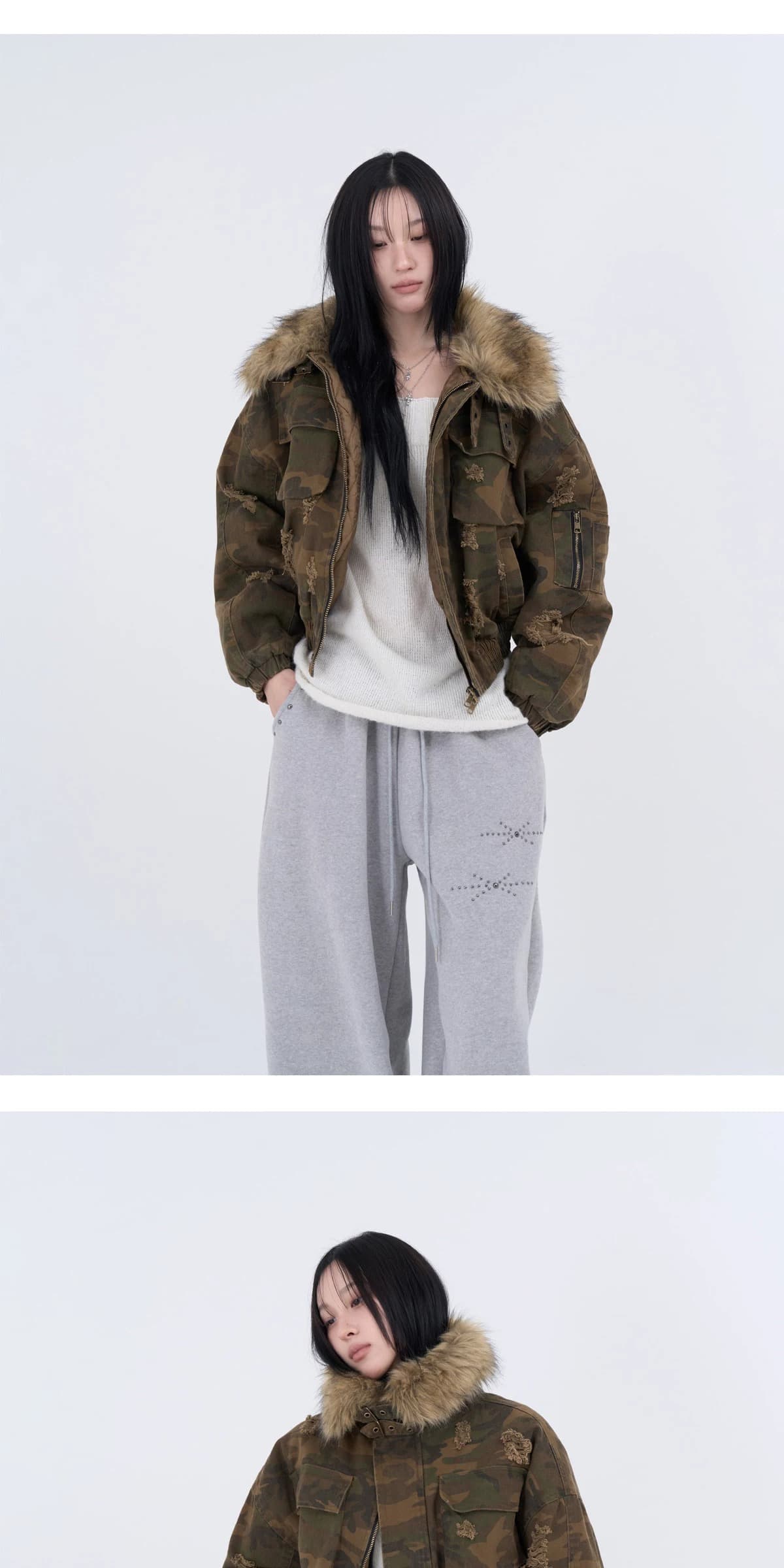 한국 chic 가을 아메리칸 거리 캐주얼 바지 여성 레트로 하라주쿠 핫픽스 스트레이트 팬츠 하이웨이스트 웃음 하 운동 바지 상세 이미지 14