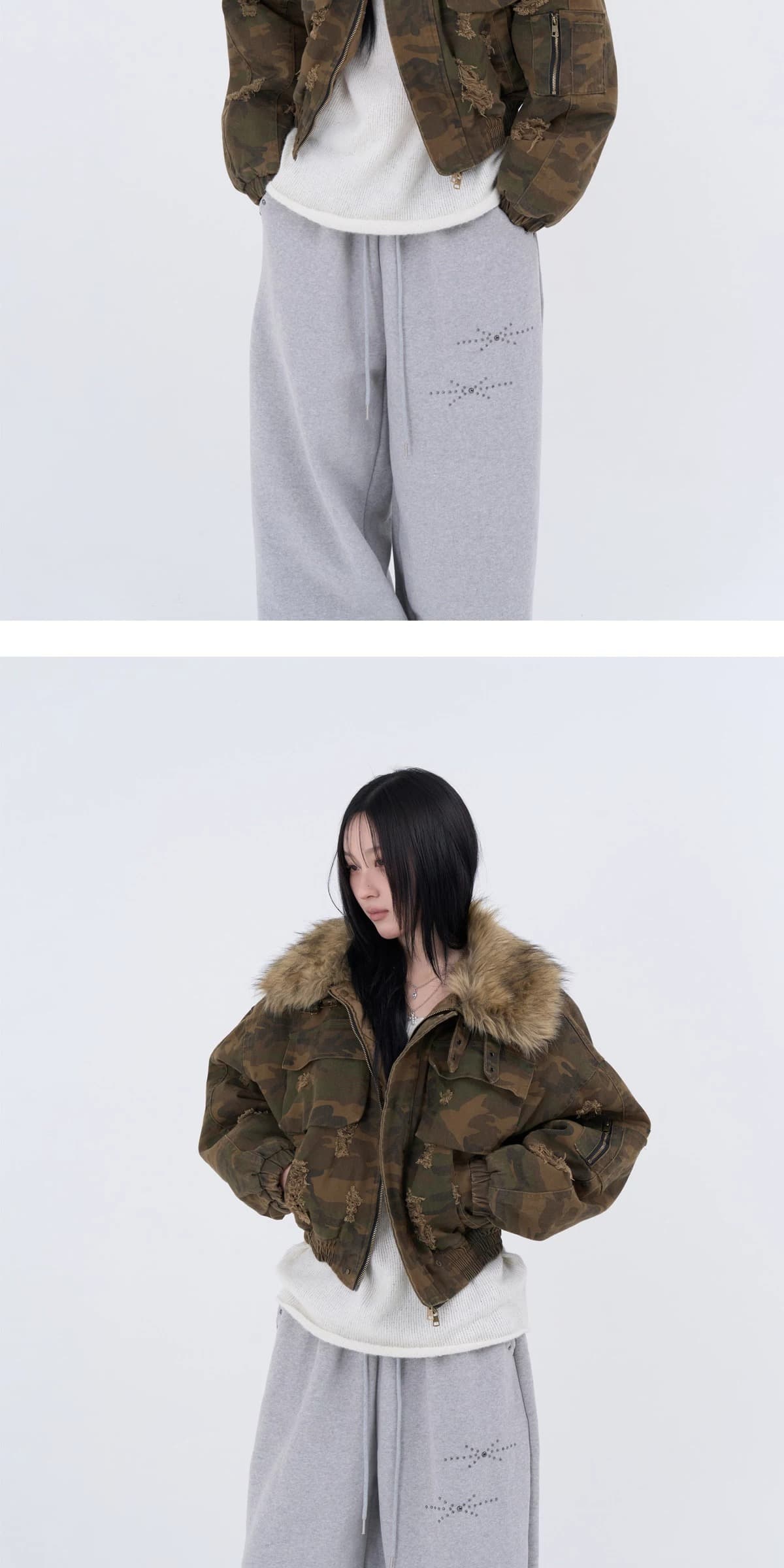 한국 chic 가을 아메리칸 거리 캐주얼 바지 여성 레트로 하라주쿠 핫픽스 스트레이트 팬츠 하이웨이스트 웃음 하 운동 바지 상세 이미지 18