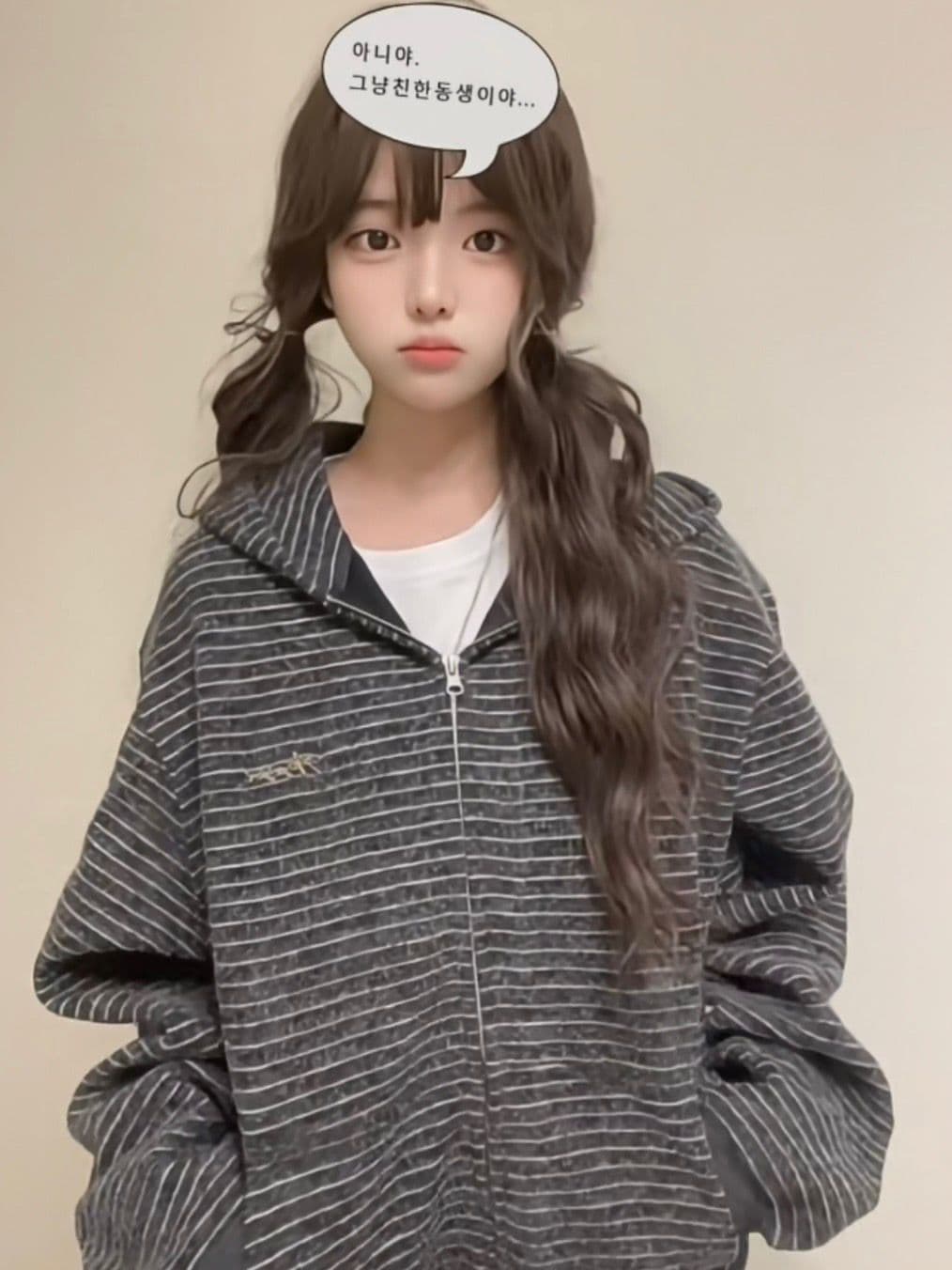 한국 chic 아메리칸 2026 가을 새로운 스트라이프 후드 티 스웨터 여성 한국 스타일 루즈핏 지퍼 카디건 코트 트렌디 상세 이미지 9