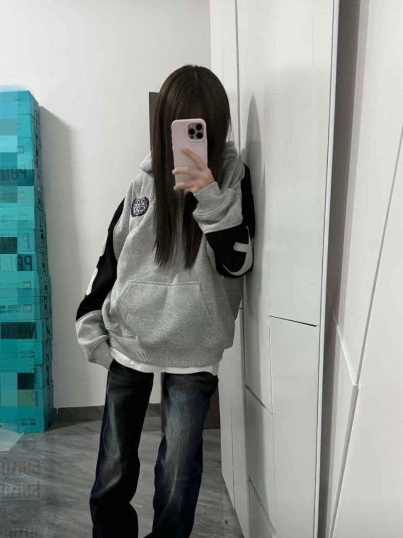 한국 chic 아메리칸 레트로 2026 가을 새로운 자수 막대기 가죽 후드 티 스웨터 여성 한국 스타일 루즈핏 재킷 트렌디 이미지 4