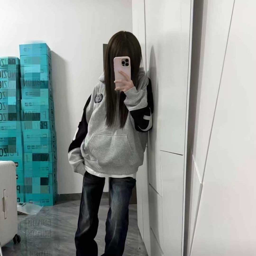 한국 chic 아메리칸 레트로 2026 가을 새로운 자수 막대기 가죽 후드 티 스웨터 여성 한국 스타일 루즈핏 재킷 트렌디 이미지 5
