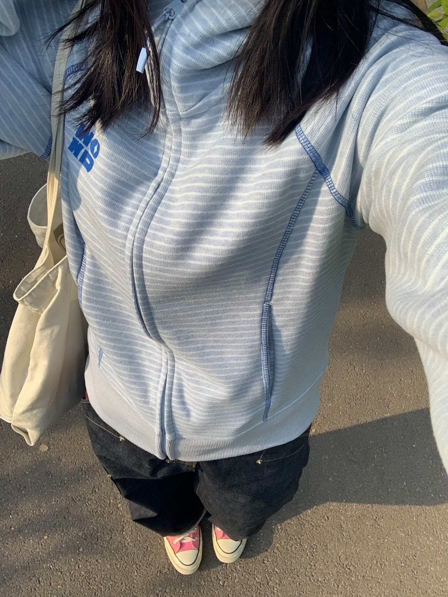 한국 chic 아메리칸 2026 가을 새로운 스트라이프 후드 티 스웨터 여성 한국 스타일 루즈핏 지퍼 카디건 코트 트렌디 상세 이미지 20