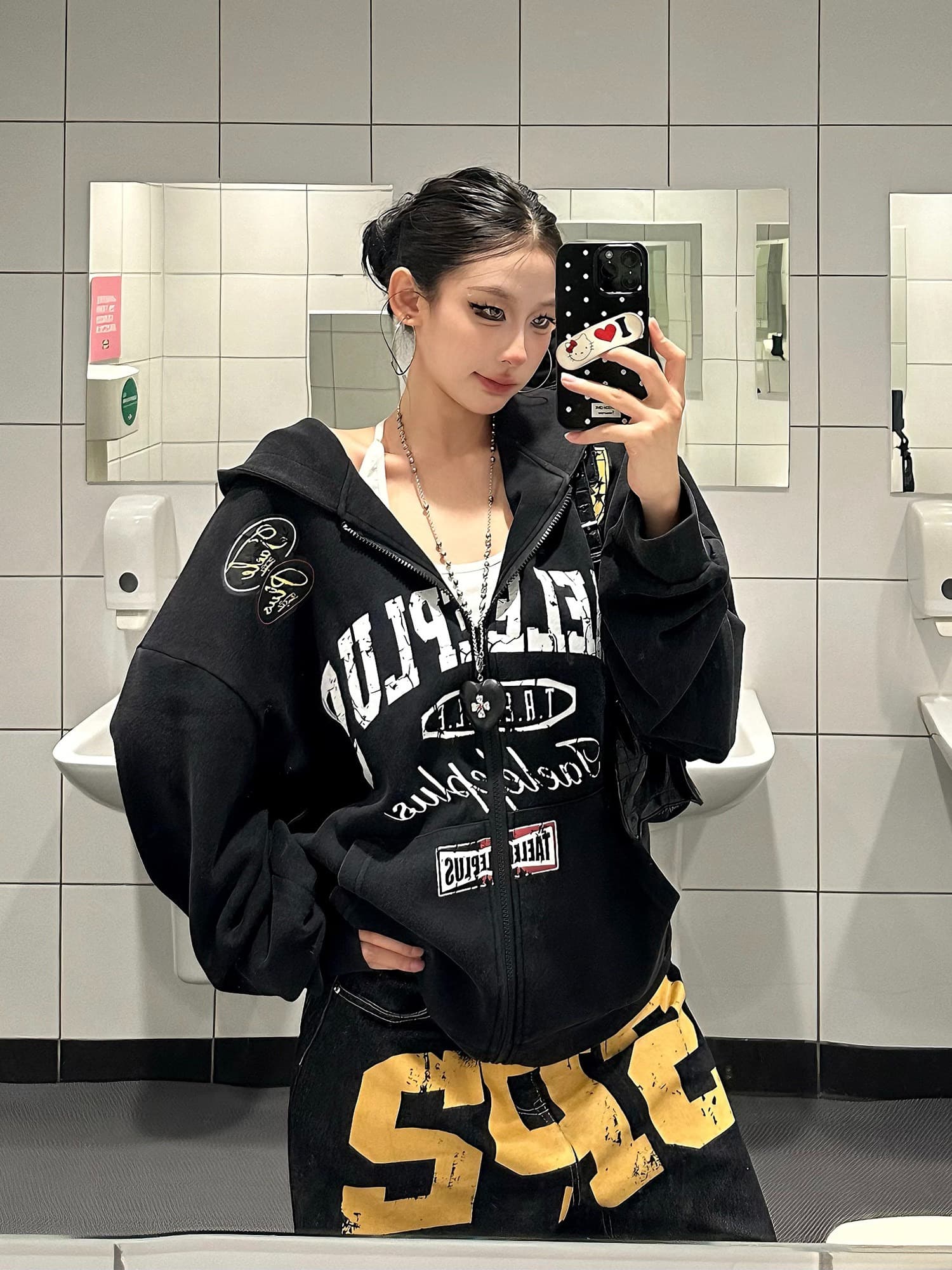 한국 chic 가을 새로운 아메리칸 레트로 레이싱 바람 마 오래된 후드 오픈 가디건 후드티 여성 지퍼 재킷 트렌디 상세 이미지 21