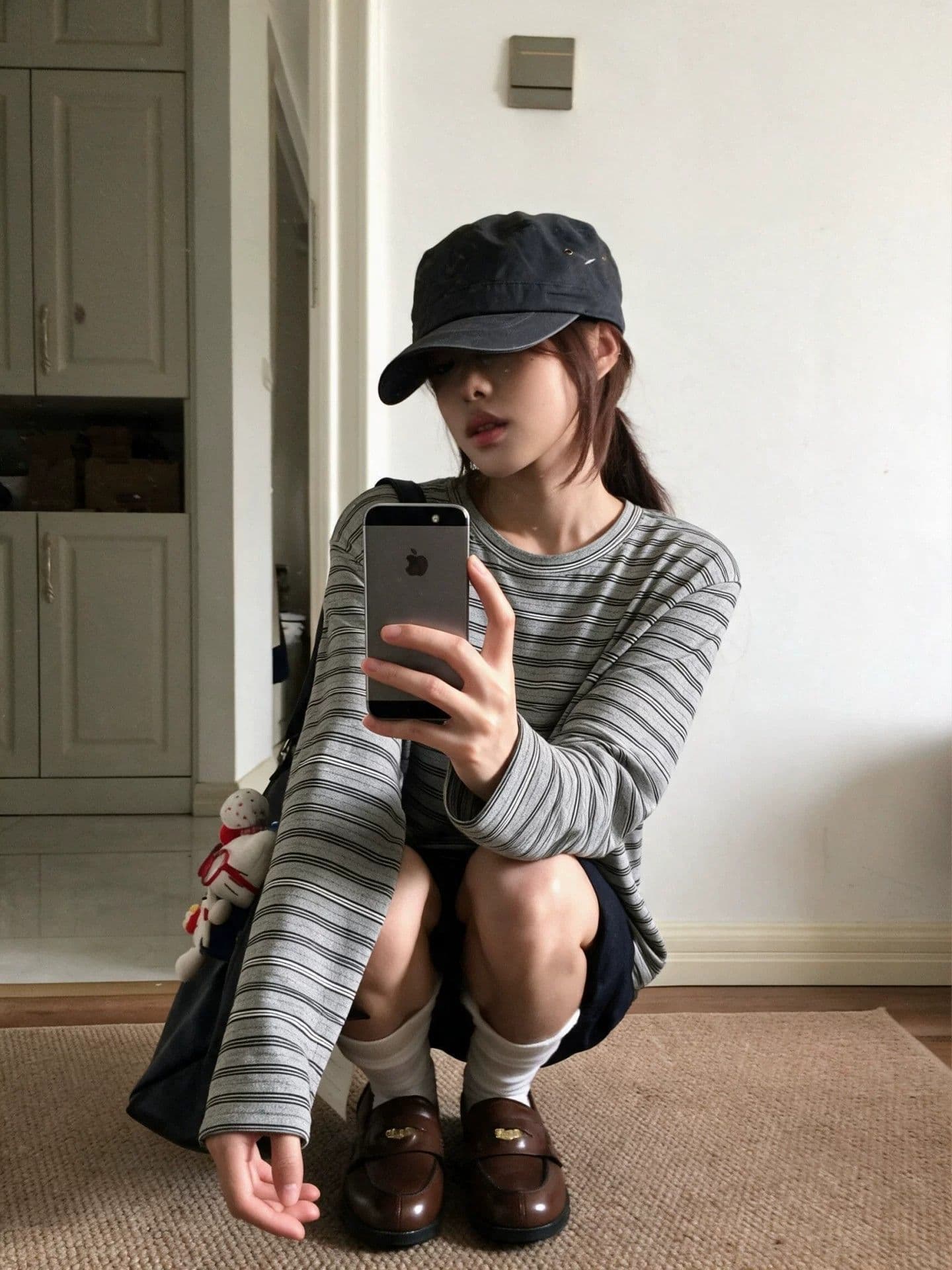 한국 스타일 아메리칸 레트로 라운드 넥 긴팔 티셔츠 여성 2026 가을 새로운 조수 브랜드 스트라이프 루즈핏 슬림해 보이는 맨위 트렌디 이미지 2