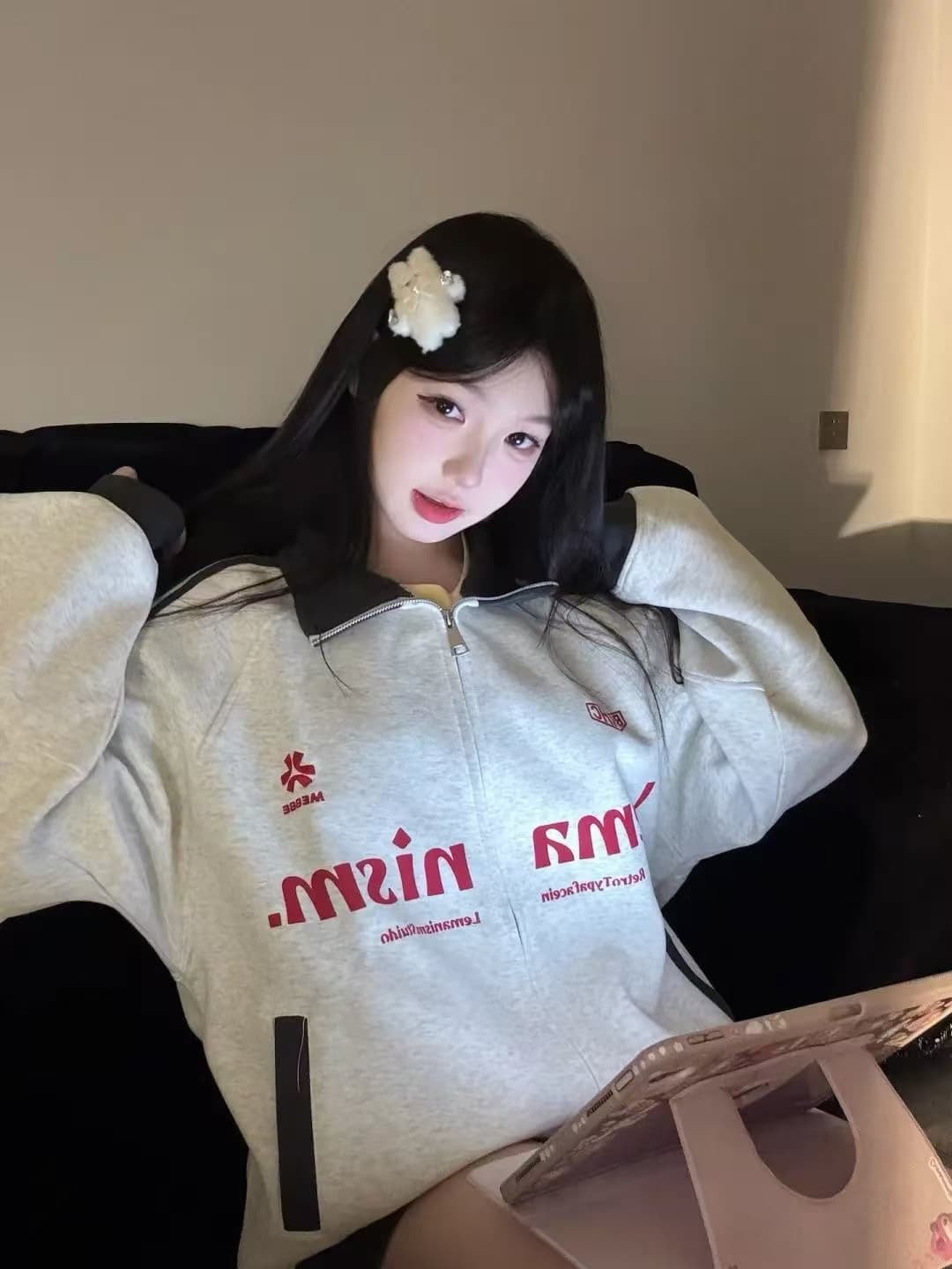 한국 chic 아메리칸 레트로 2026 가을 겨울 새로운 후드티 여성 순수한 Mianhua 면 지퍼 오픈 가디건 캐주얼 재킷 트렌디 상세 이미지 16