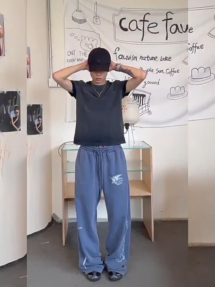배색 패치워크 캐주얼 긴 바지 남녀 조수 브랜드 2026 봄 가을 캐주얼 다용도 넓은 다리 스트레이트 팬츠 새로운 트렌드 상세 이미지 3