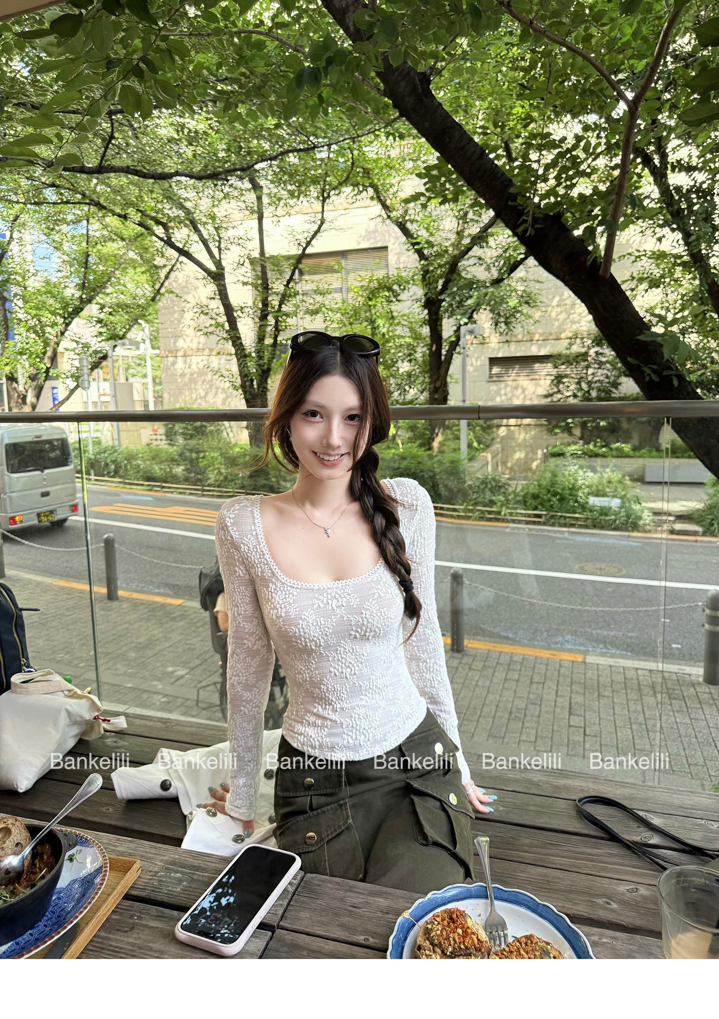 순수한 욕망 바람 u 칼라 섹시함 레이스 티셔츠 여성 가을 새로운 얇은 스타일 허리 수축 핫걸 슬림해 보이는 몸 맨위 긴팔 트렌디 상세 이미지 11