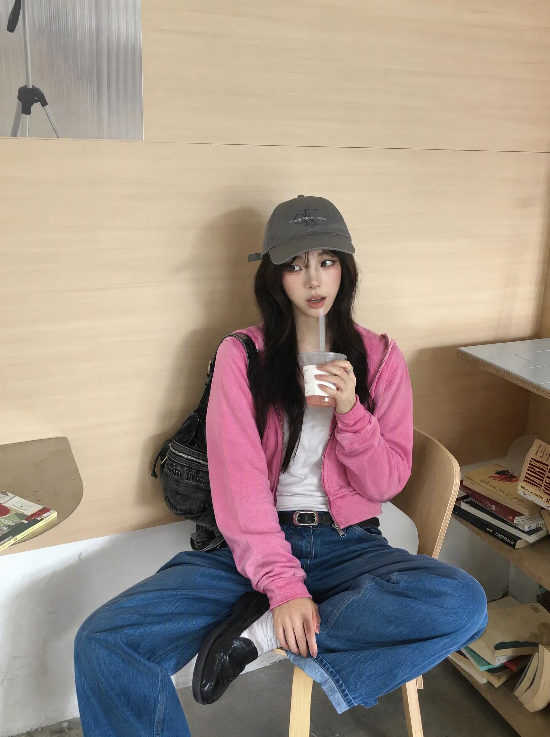 좋은 품질 아메리칸 트렌디 후드 티 스웨터 여성 봄 가을 레트로 단색 캐주얼 루즈핏 지퍼 카디건 코트 트렌디 상세 이미지 5