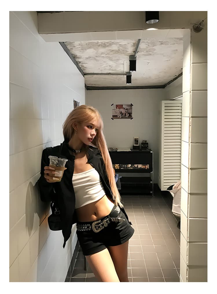한국 chic 아메리칸 가을 새로운 높음 거리 스탠드 칼라 나일론 쇼트 스타일 재킷 여성 레저 지퍼 파일럿 재킷 상세 이미지 39