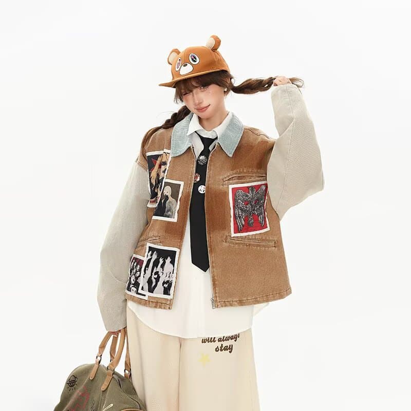 좋은 품질 한국 chic 아메리칸 레트로 새로운 무거운 자수 야구 유니폼 남녀 조수 브랜드 루즈핏 재킷 재킷 이미지 2