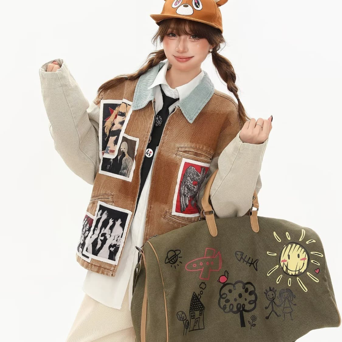 좋은 품질 한국 chic 아메리칸 레트로 새로운 무거운 자수 야구 유니폼 남녀 조수 브랜드 루즈핏 재킷 재킷 이미지 4