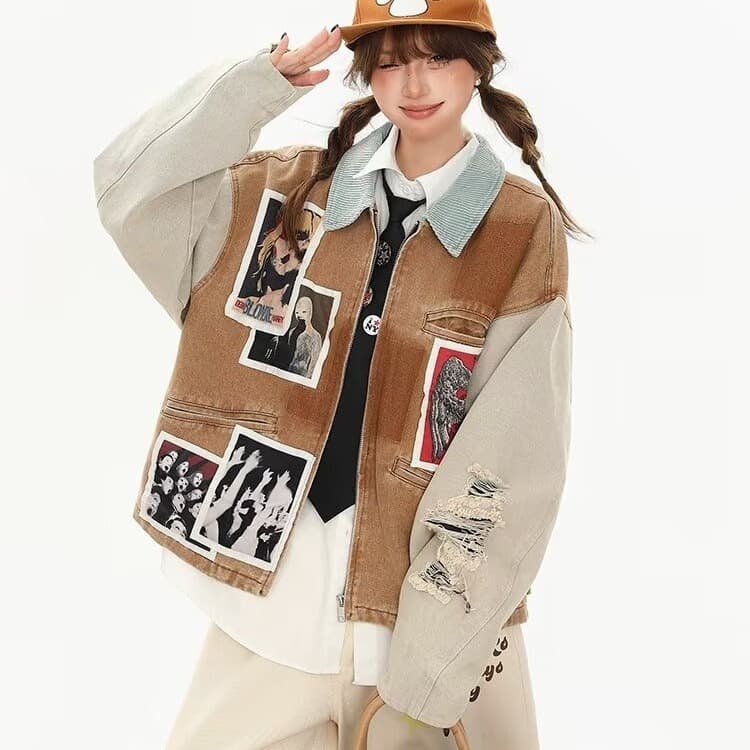 좋은 품질 한국 chic 아메리칸 레트로 새로운 무거운 자수 야구 유니폼 남녀 조수 브랜드 루즈핏 재킷 재킷 상세 이미지 20
