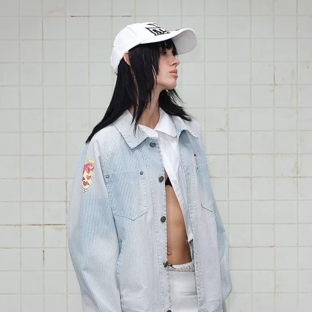한국 chic 아메리칸 레트로 가을 새로운 한국 스타일 워싱 워크웨어 스트라이프 재킷 루즈핏 데님 여성 코트 트렌디 상세 이미지 4