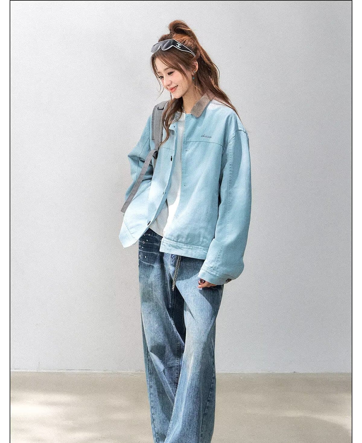 한국 chic 아메리칸 레트로 자수 스웨이드 원단 야구 유니폼 여성 코트 봄 가을 새로운 폴로 칼라 루즈핏 재킷 트렌디 상세 이미지 4