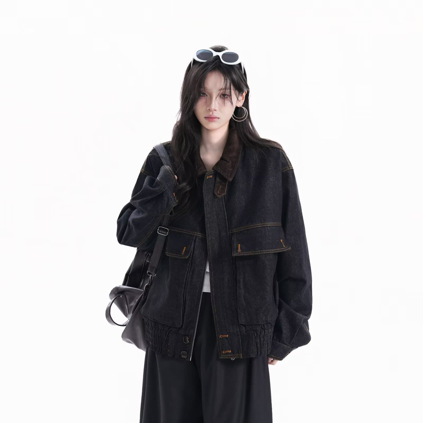 한국 chic 아메리칸 레트로 가을 새로운 잘 생긴 워크웨어 루즈핏 데님 재킷 오픈 가디건 여성 코트 트렌디 이미지 2
