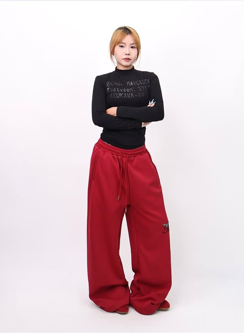 좋은 품질 가을 아메리칸 레트로 넓은 다리 웨이 바지 봄 가을 새로운 레오파드 무늬 별 운동 캐주얼 바지 굴곡 바지 상세 이미지 3