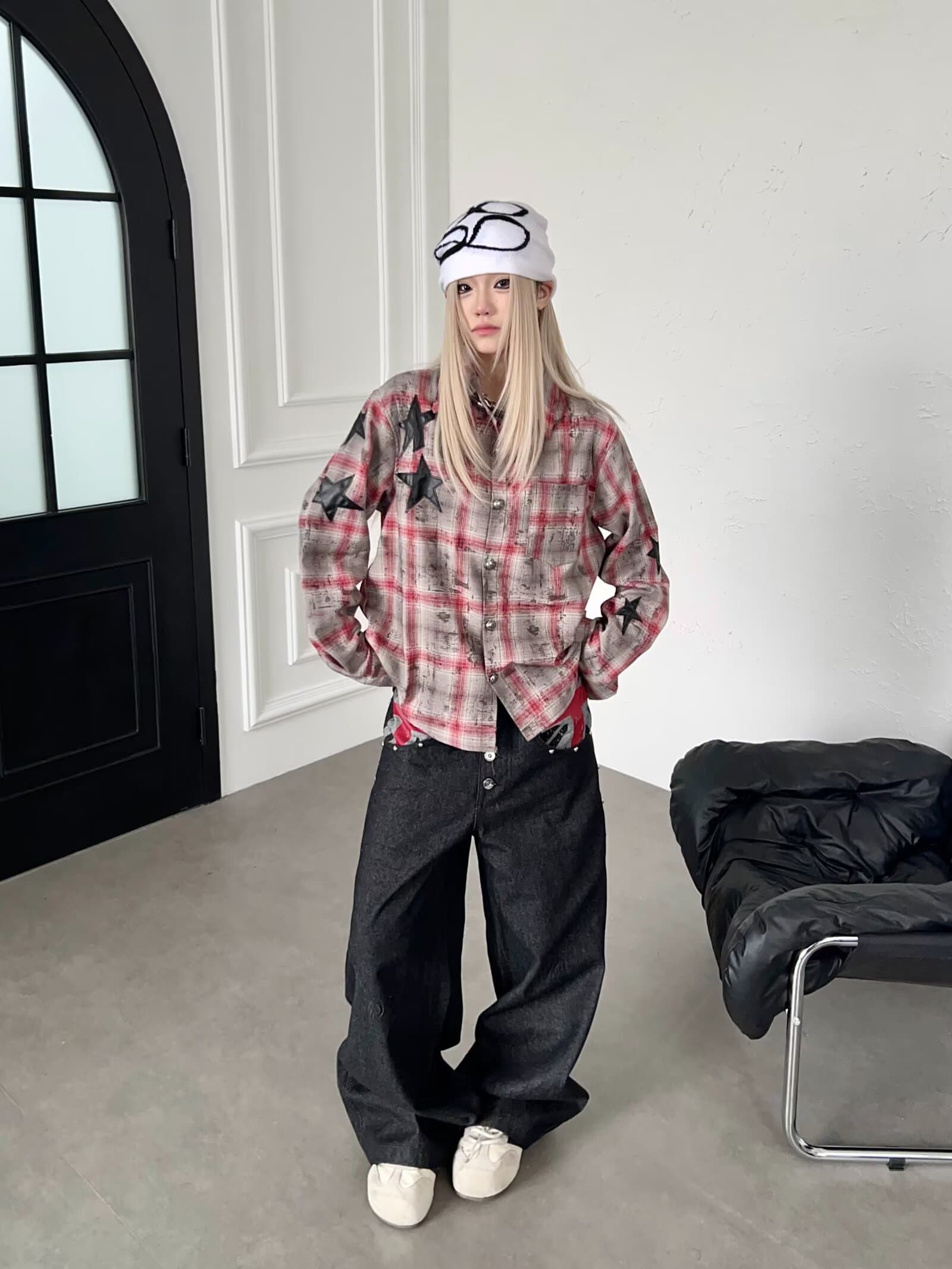 좋은 품질 가을 아메리칸 레트로 청바지 남녀 새로운 조수 브랜드 워싱 나팔 바지 루즈핏 슬림해 보이는 와이드 레그 팬츠 상세 이미지 7