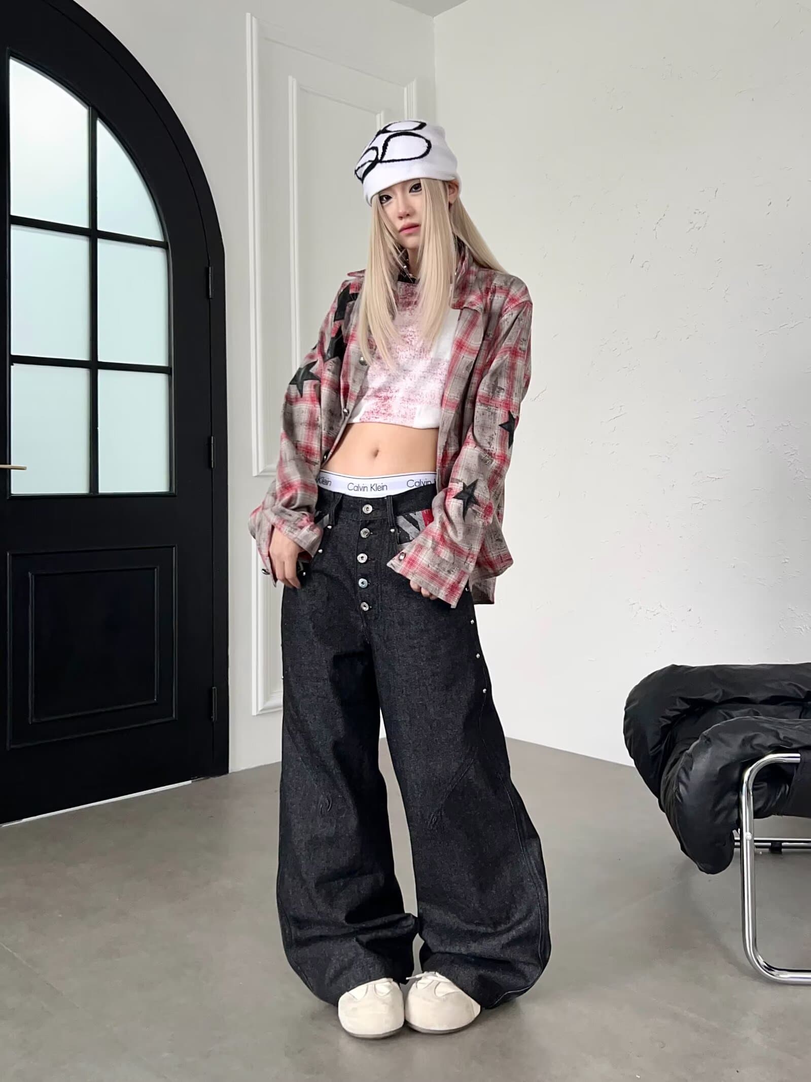 좋은 품질 가을 아메리칸 레트로 청바지 남녀 새로운 조수 브랜드 워싱 나팔 바지 루즈핏 슬림해 보이는 와이드 레그 팬츠 상세 이미지 25