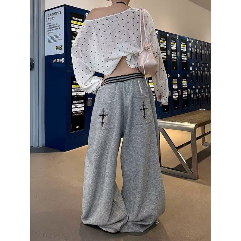 좋은 품질 가을 아메리칸 무거운 모통이 칼 바지 남녀 새로운 루즈핏 와이드 레그 팬츠 어린이 운동 캐주얼 웨이 바지 트렌디 이미지 3