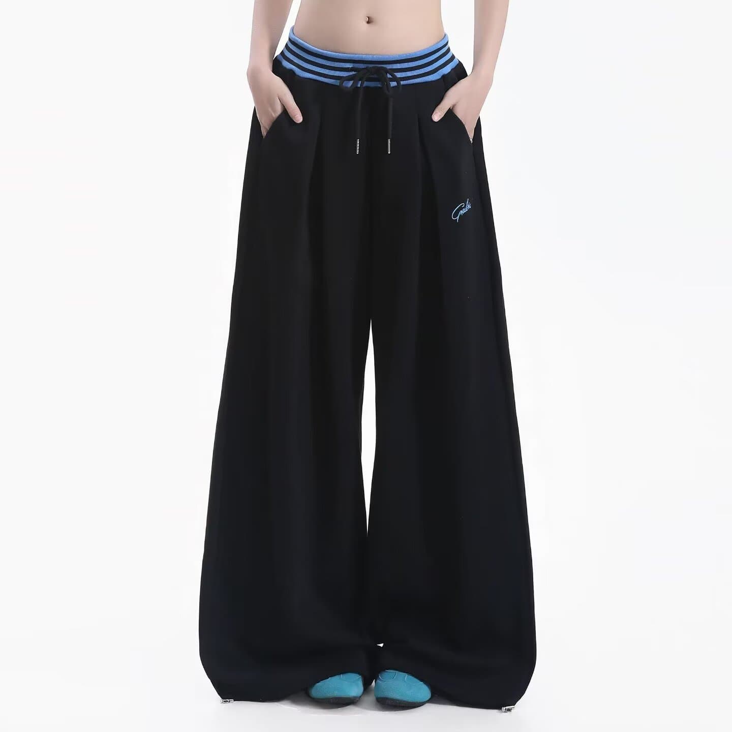 좋은 품질 가을 아메리칸 무거운 모통이 칼 바지 남녀 새로운 루즈핏 와이드 레그 팬츠 어린이 운동 캐주얼 웨이 바지 트렌디 이미지 2