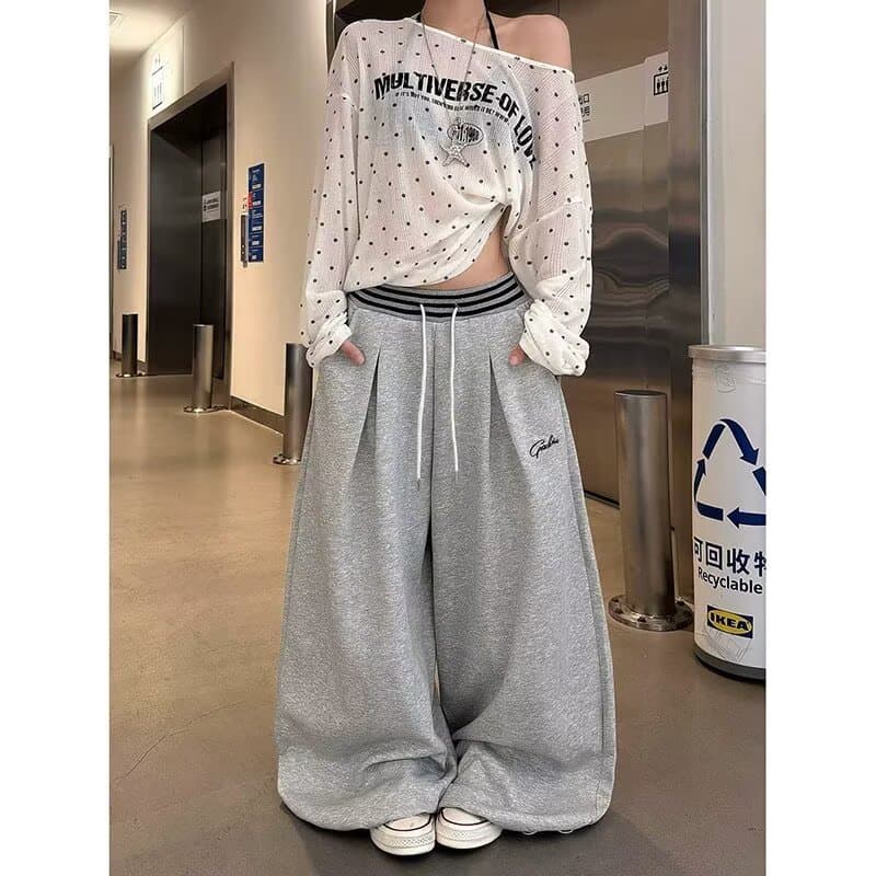 좋은 품질 가을 아메리칸 무거운 모통이 칼 바지 남녀 새로운 루즈핏 와이드 레그 팬츠 어린이 운동 캐주얼 웨이 바지 트렌디 상세 이미지 5