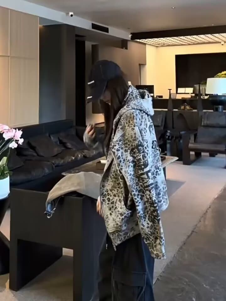 좋은 품질 아메리칸 레트로 레오파드 무늬 후드 티 스웨터 여성 2026 봄 가을 새로운 루즈핏 다용도 카디건 코트 트렌디 상세 이미지 19