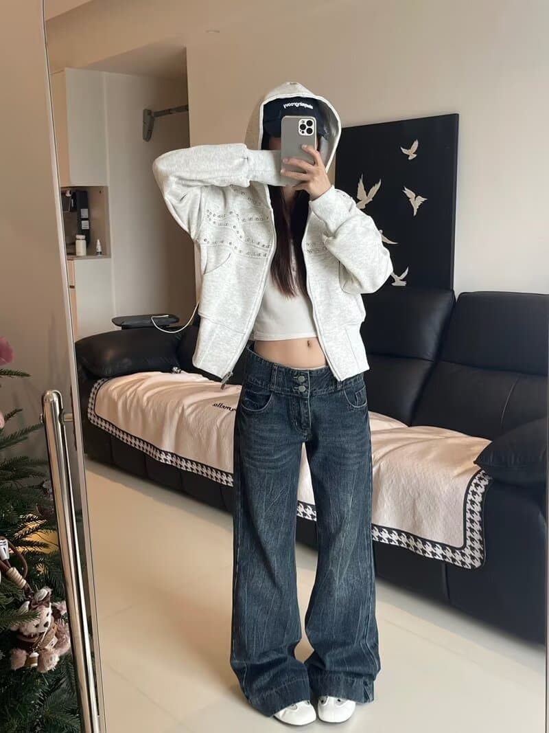 좋은 품질 아메리칸 후드 티 스웨터 여성 2026 가을 새로운 루즈핏 캐주얼 쇼트 스타일 오픈 가디건 지퍼 재킷 트렌디 상세 이미지 17