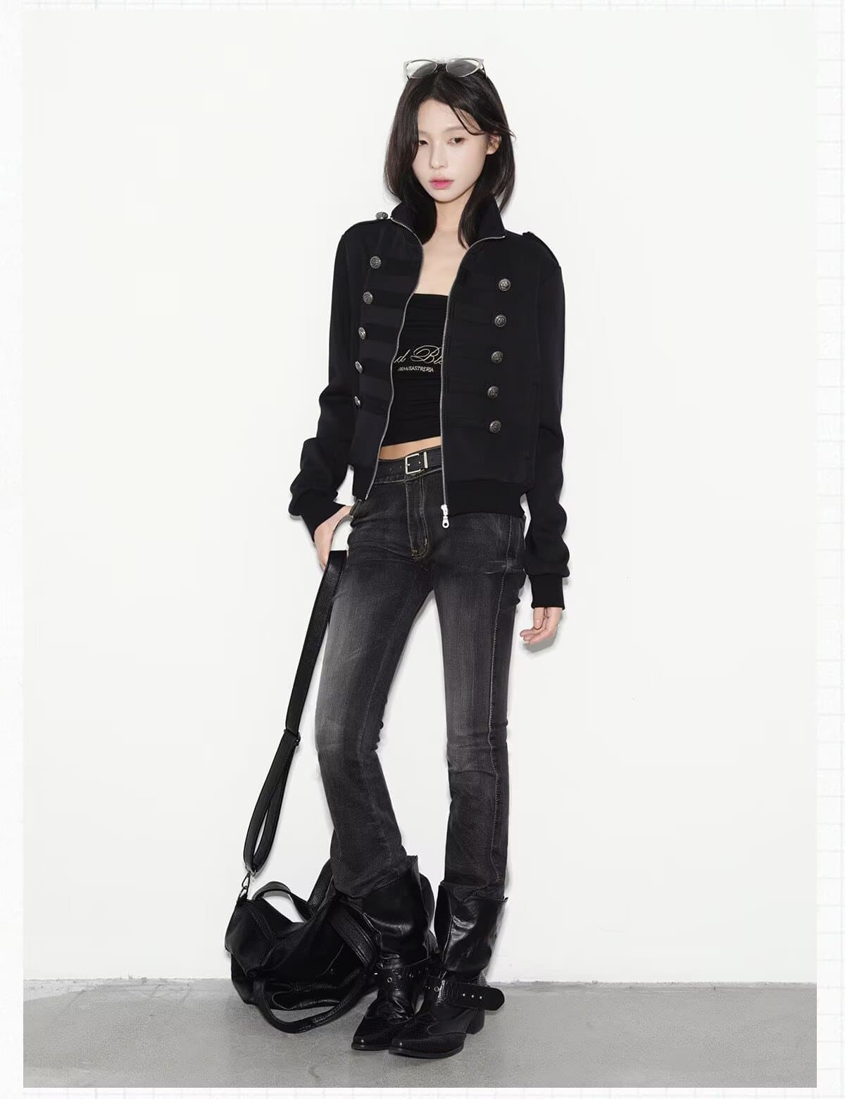 좋은 품질 아메리칸 나폴레옹 이중 버튼 스탠드 칼라 여성 코트 봄 가을 다용도 몸매 가꾸기 쇼트 스타일 후드티 오픈 가디건 상세 이미지 12