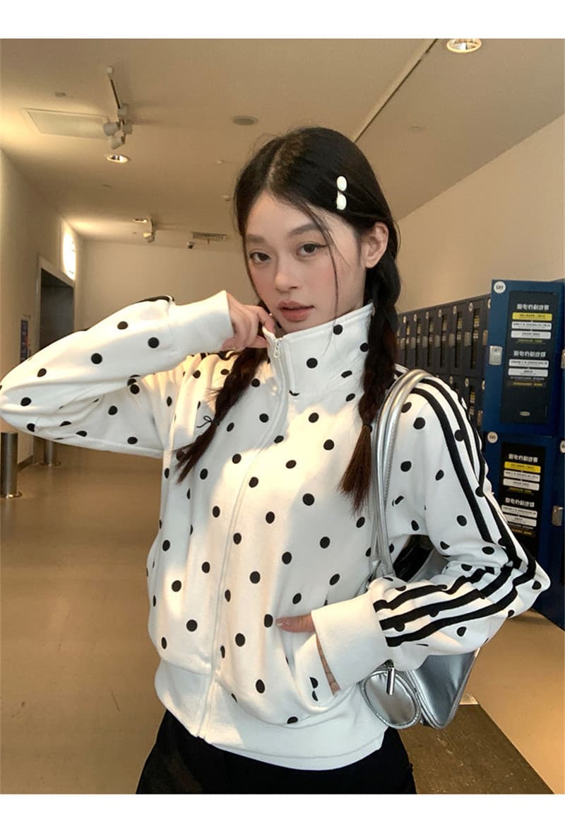 좋은 품질 아메리칸 레트로 오픈 가디건 후드티 여성 가을 새로운 스탠드 칼라 몸매 가꾸기 재킷 긍정적 인 어깨 쇼트 스타일 재킷 트렌디 상세 이미지 19