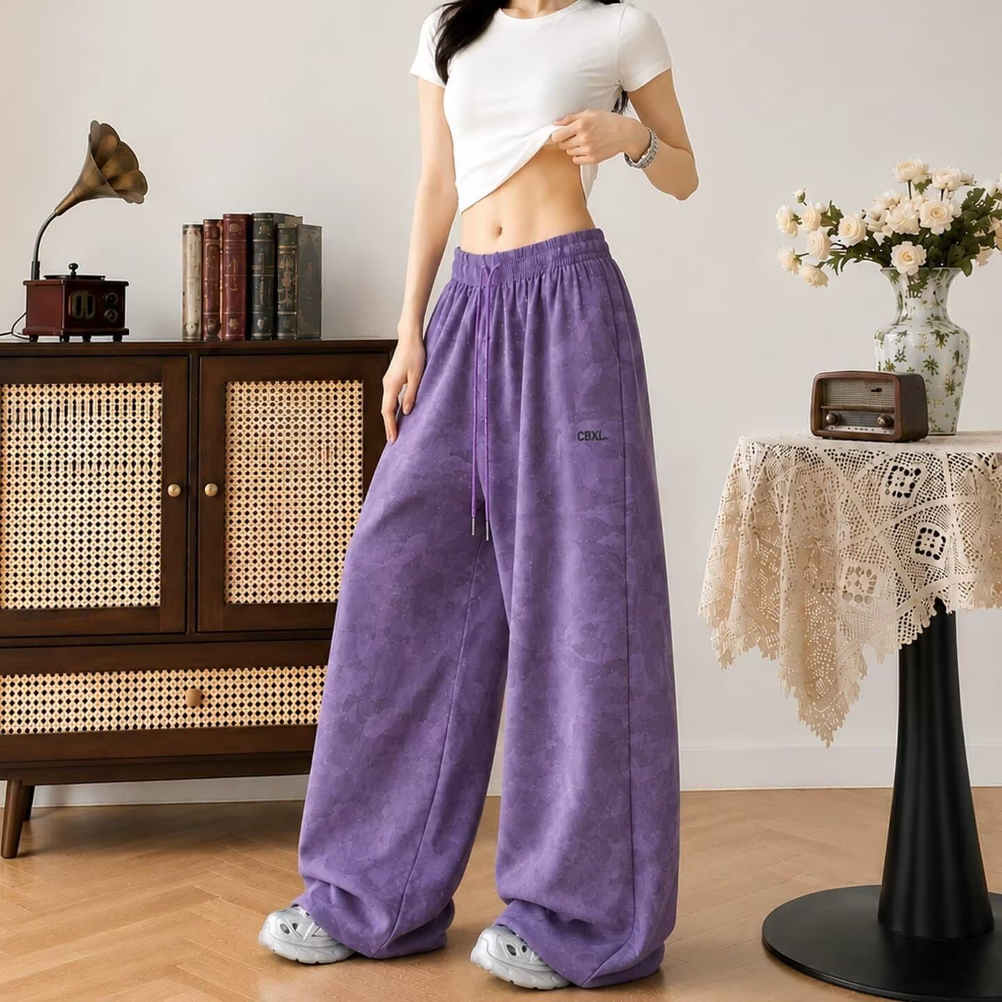 좋은 품질 아메리칸 레트로 가을 새로운 넓은 다리 낙하산 병 워크웨어 팬츠 루즈핏 캐주얼 기능 로프 아웃도어 팬츠 상세 이미지 2