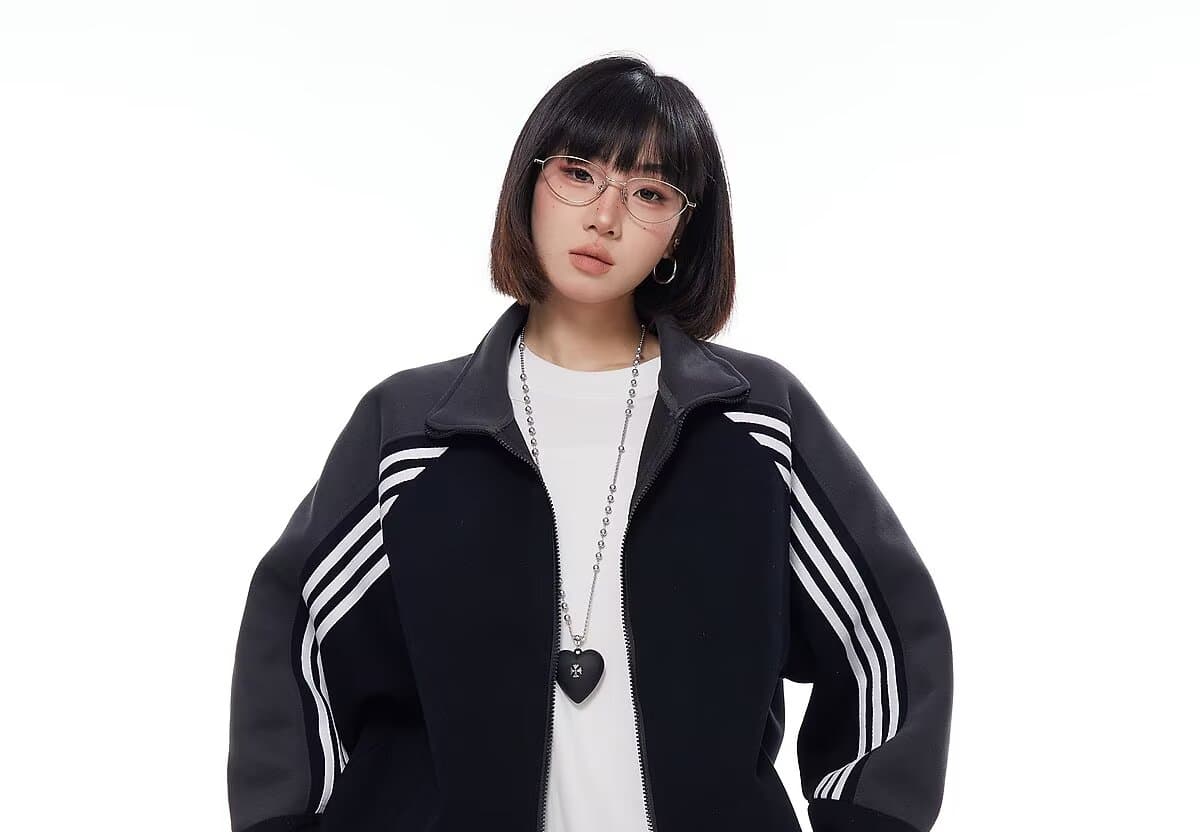좋은 품질 아메리칸 레트로 배색 스탠드 칼라 캐주얼 재킷 여성 코트 봄 가을 디자인 지퍼 후드티 오픈 가디건 트렌디 상세 이미지 2