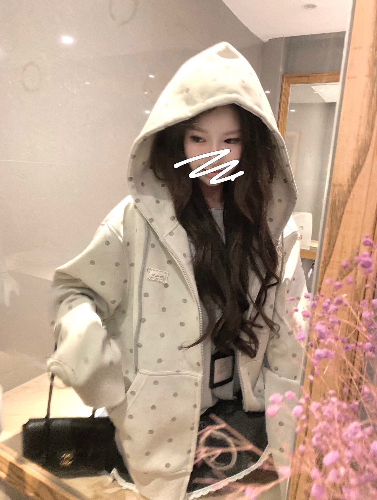 좋은 품질 아메리칸 도트 무늬 자수 후드 티 스웨터 여성 가을 새로운 루즈핏 캐주얼 오픈 가디건 지퍼 재킷 트렌디 이미지 3