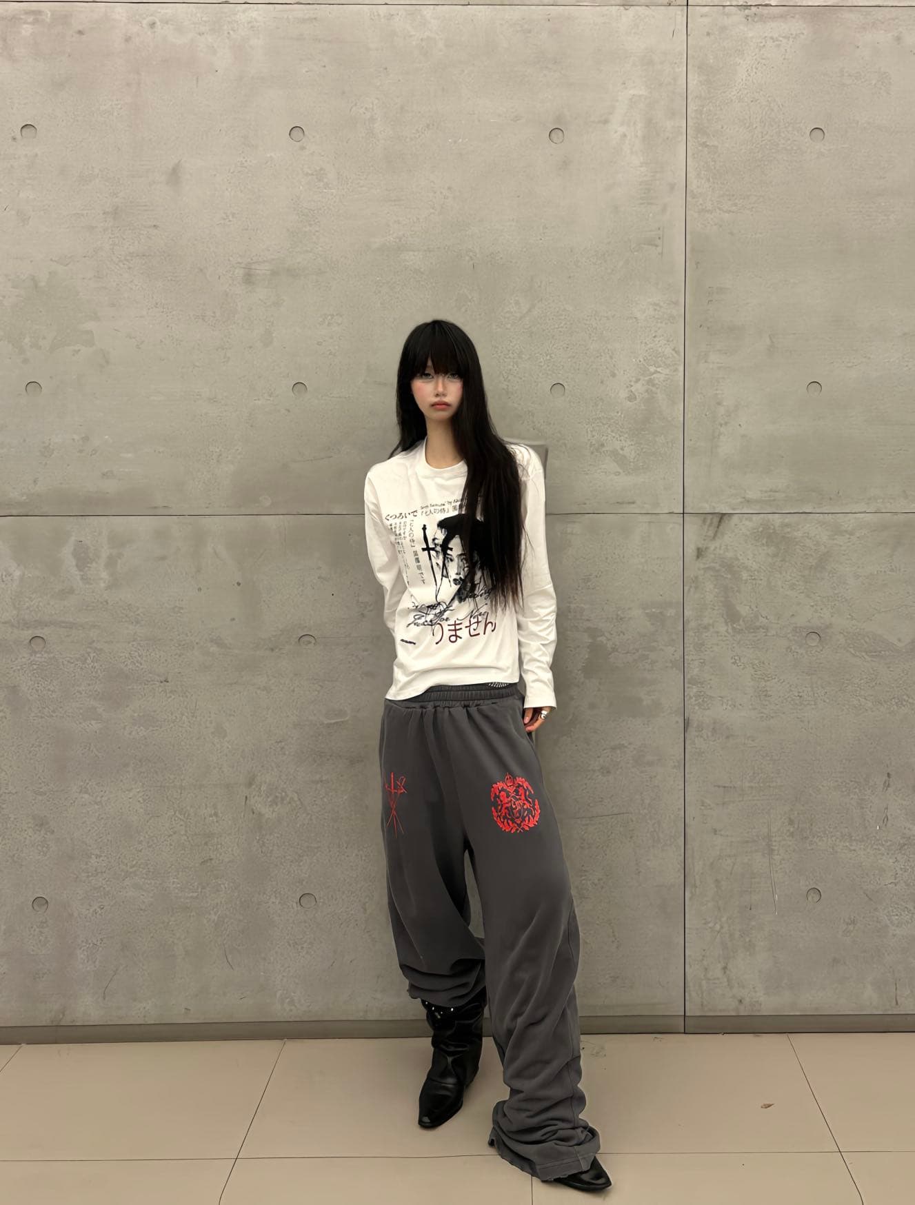 좋은 품질 가을 새로운 아메리칸 워싱 마 오래된 파괴 웨이 바지 여성 운동 바지 한국 스타일 루즈핏 캐주얼 바지 트렌디 상세 이미지 7