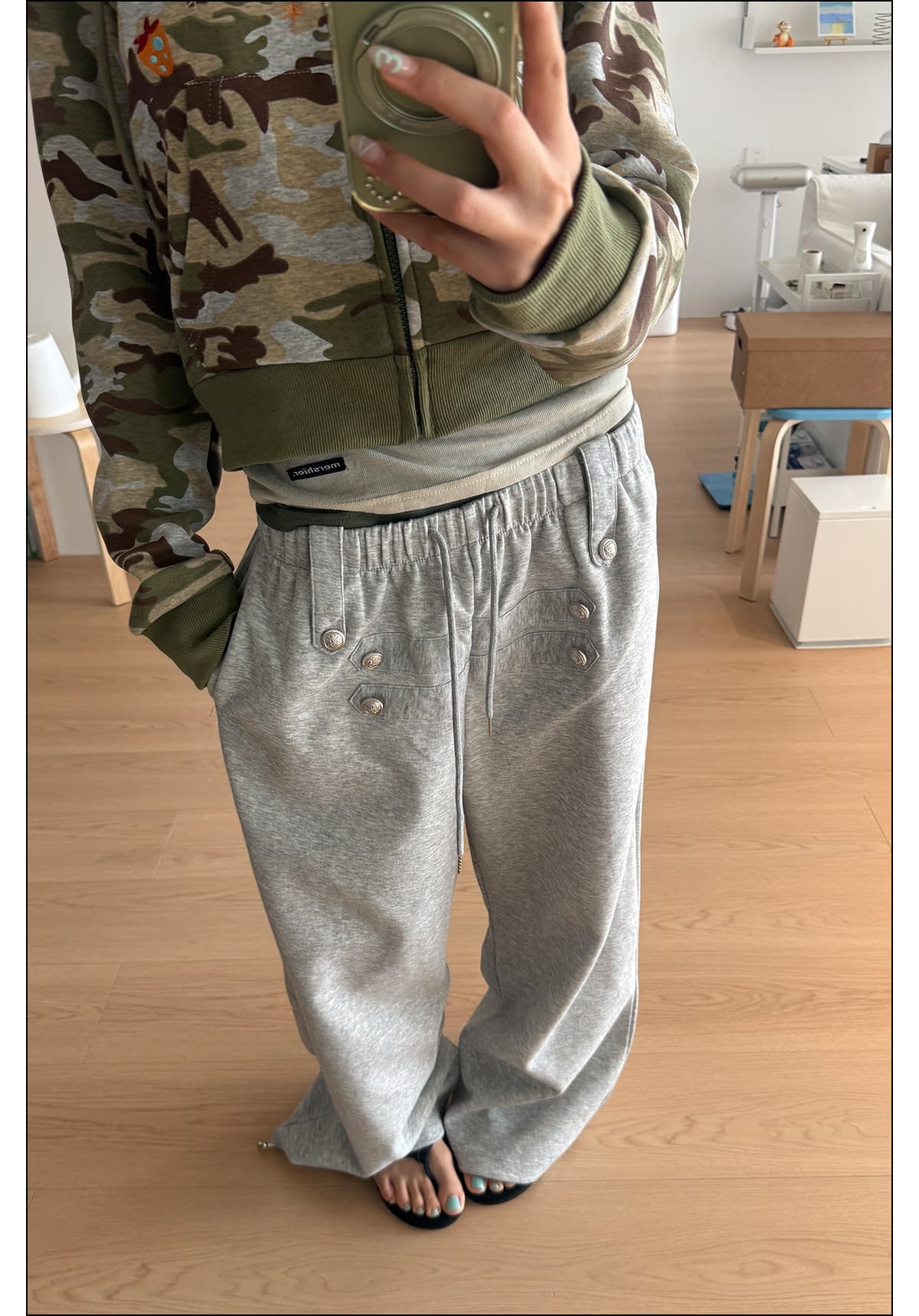 좋은 품질 가을 새로운 아메리칸 단추 허리밴드 넓은 다리 웨이 바지 남녀 루즈핏 캐주얼 바지 스트레이트 긴 바지