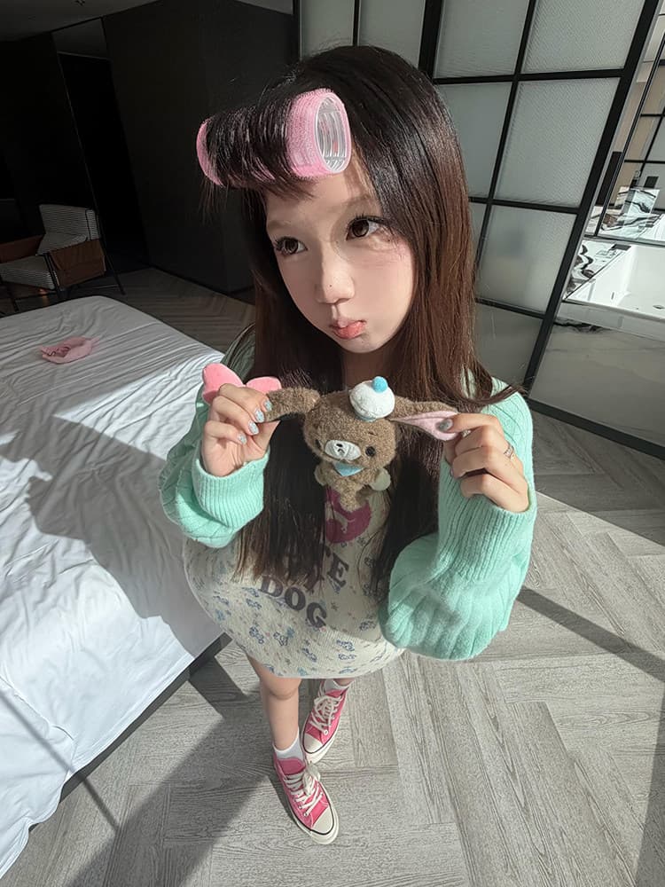 좋은 품질 아메리칸 재미있는 프린트 패치워크 색상 긴팔 니트 스웨터 여자 가을 겨울철 루즈핏 느긋한 바람 풀오버 맨위 상세 이미지 9
