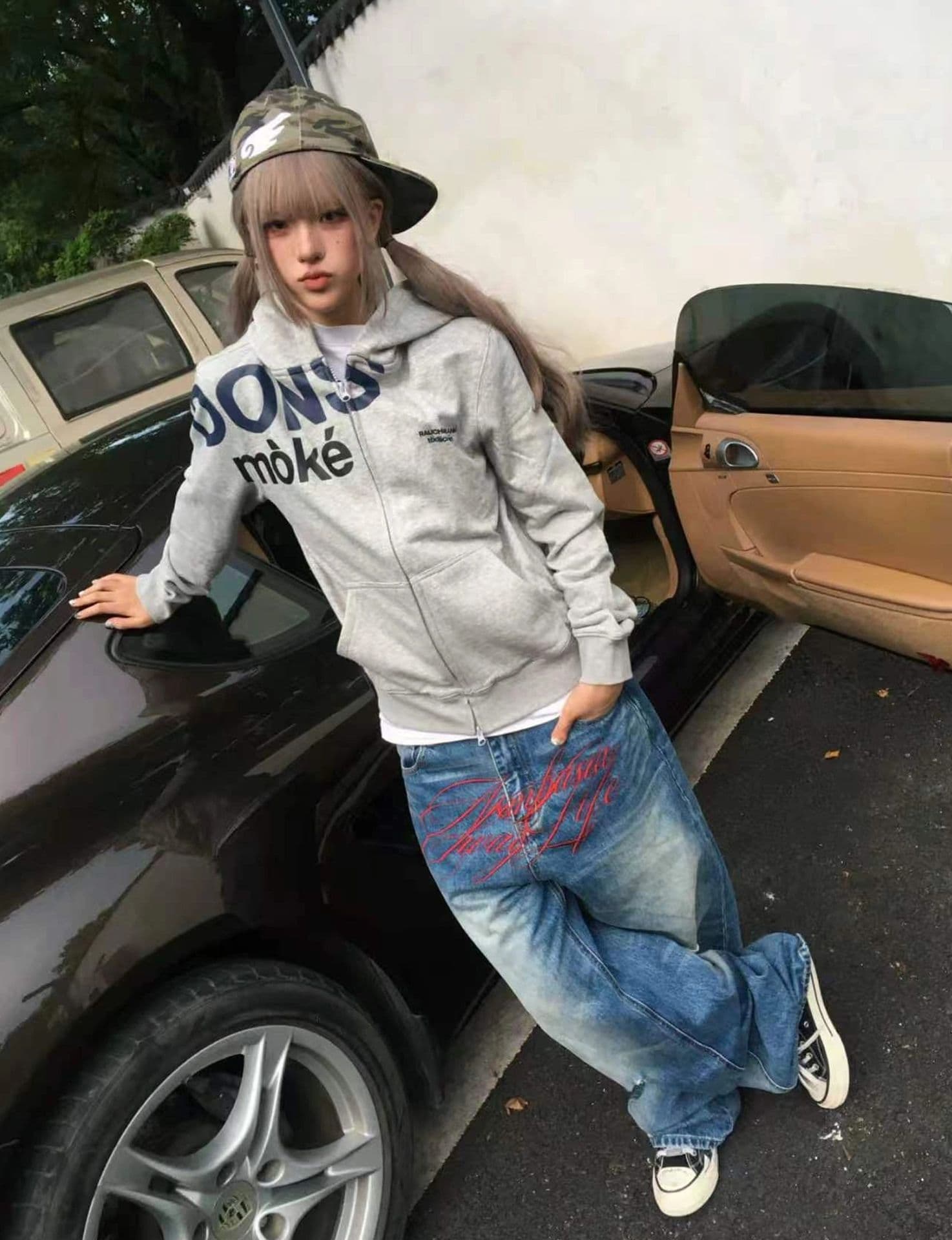 좋은 품질 가을 겨울 새로운 아메리칸 알파벳 프린트 후드 티 스웨터 여성 한국 스타일 루즈핏 긴팔 지퍼 재킷 트렌디 상세 이미지 4