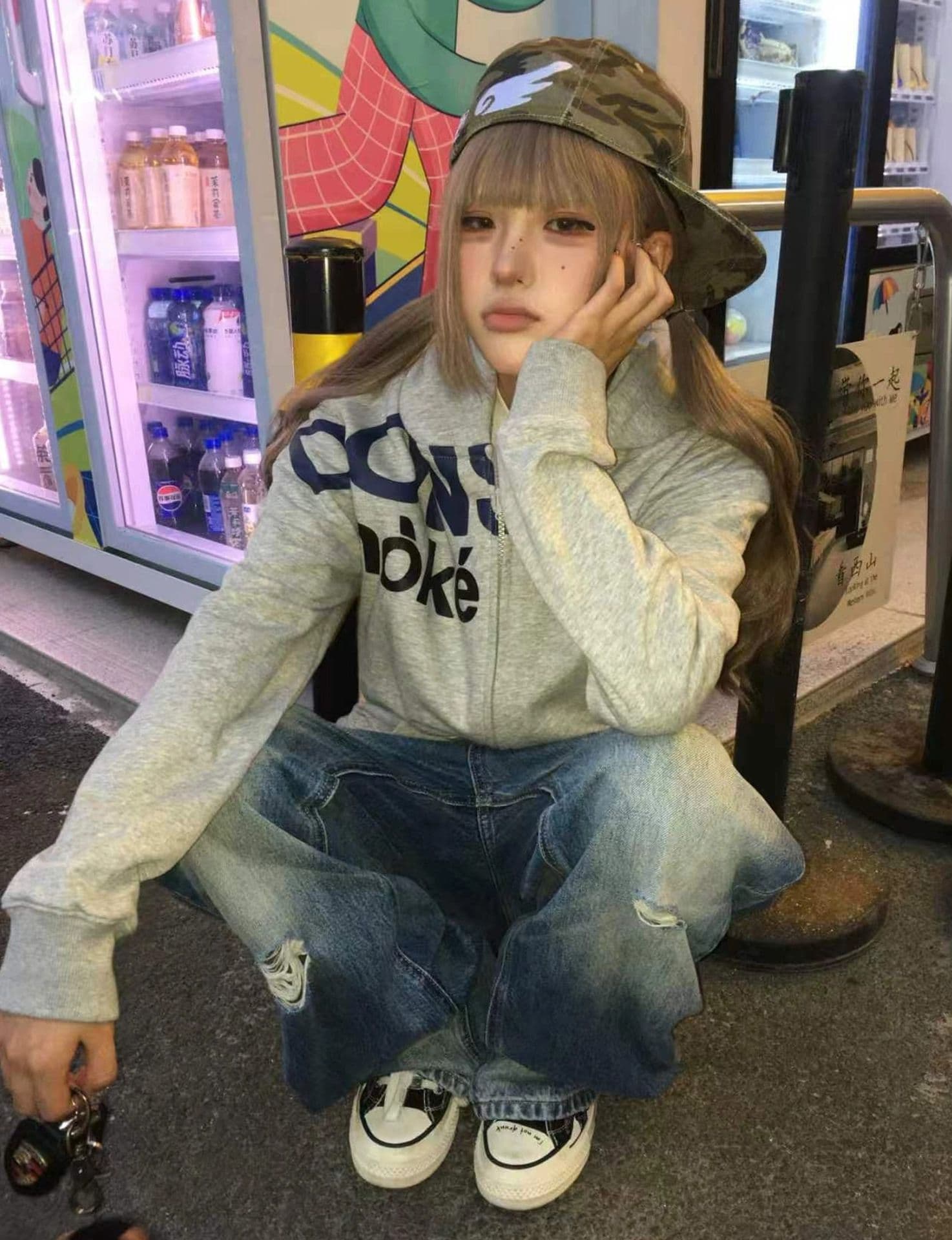 좋은 품질 가을 겨울 새로운 아메리칸 알파벳 프린트 후드 티 스웨터 여성 한국 스타일 루즈핏 긴팔 지퍼 재킷 트렌디 상세 이미지 7