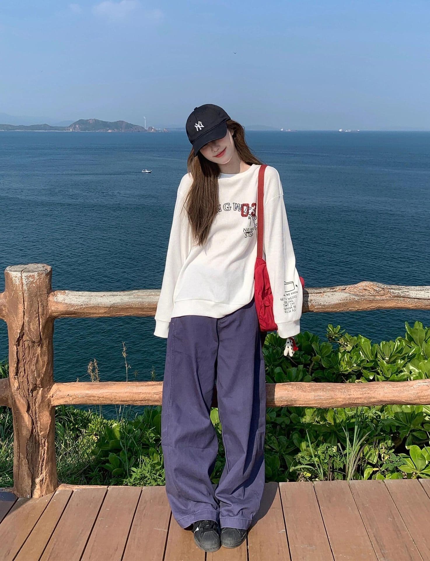 좋은 품질 후아 남편 그리드 가을 새로운 아메리칸 레트로 긴팔 여성 한국 스타일 루즈핏 전후 프린트 캐주얼 티셔츠 트렌디 상세 이미지 10