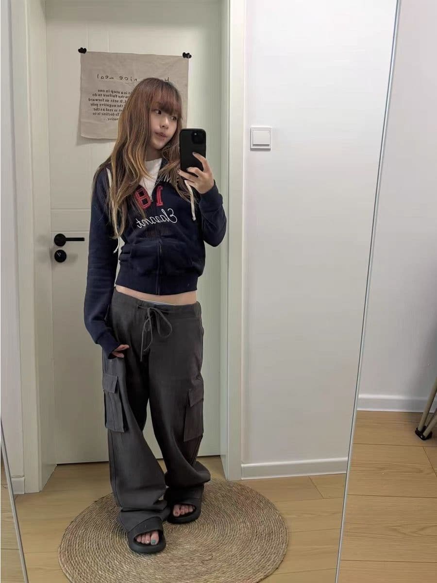 좋은 품질 아메리칸 오픈 가디건 자수 후드티 가을 새로운 높음 거리 조수 브랜드 루즈핏 캐주얼 후드 지퍼 재킷 상세 이미지 5