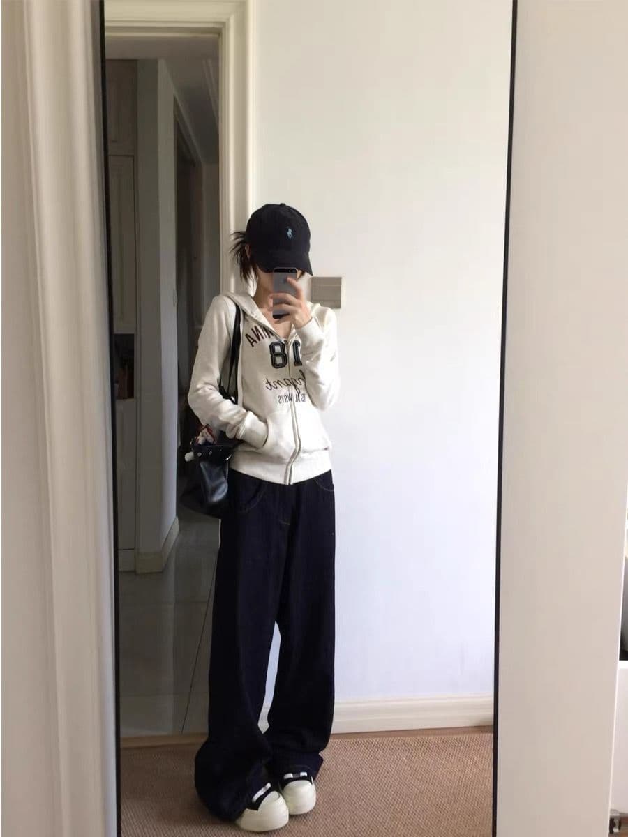 좋은 품질 아메리칸 오픈 가디건 자수 후드티 가을 새로운 높음 거리 조수 브랜드 루즈핏 캐주얼 후드 지퍼 재킷 상세 이미지 12