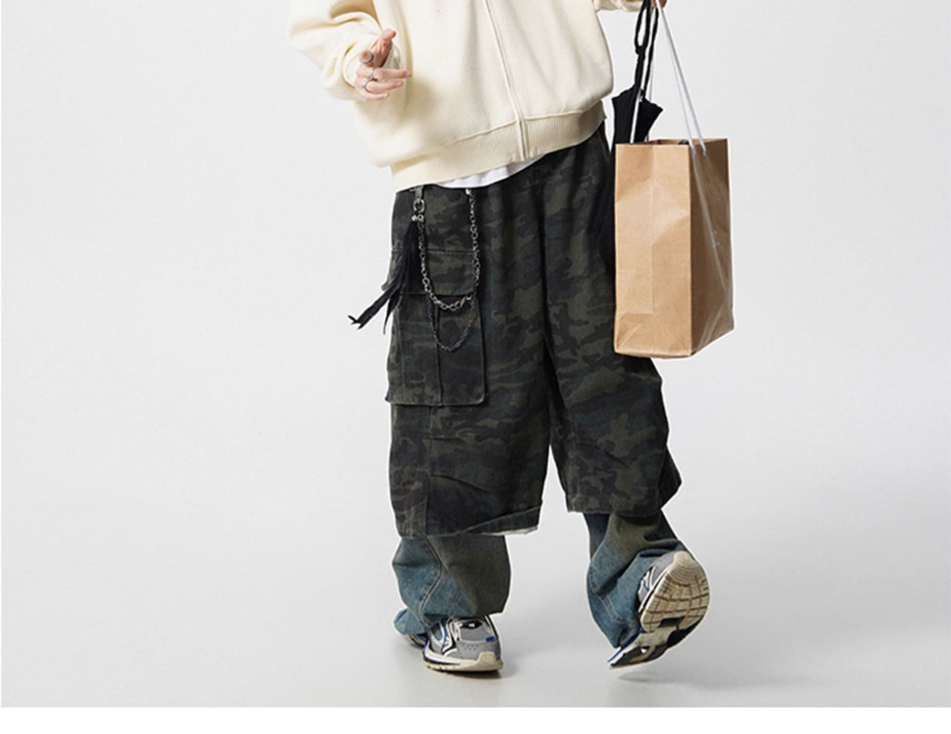 경관 그림 아메리칸 배색 지퍼 오픈 가디건 스웨터 남자 조수 브랜드 레트로 oversize 니트 스웨터 재킷 상세 이미지 17