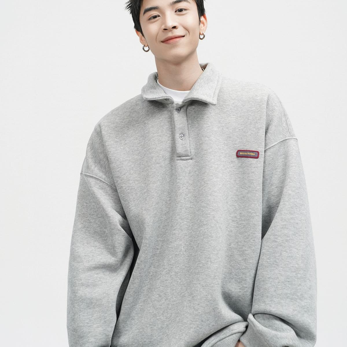 경관 그림 자수 막대기 표준 긴팔 POLO 셔츠 남자 아메리칸 조수 브랜드 폴로 칼라 캐주얼 후드티 커플 맨위 이미지 5