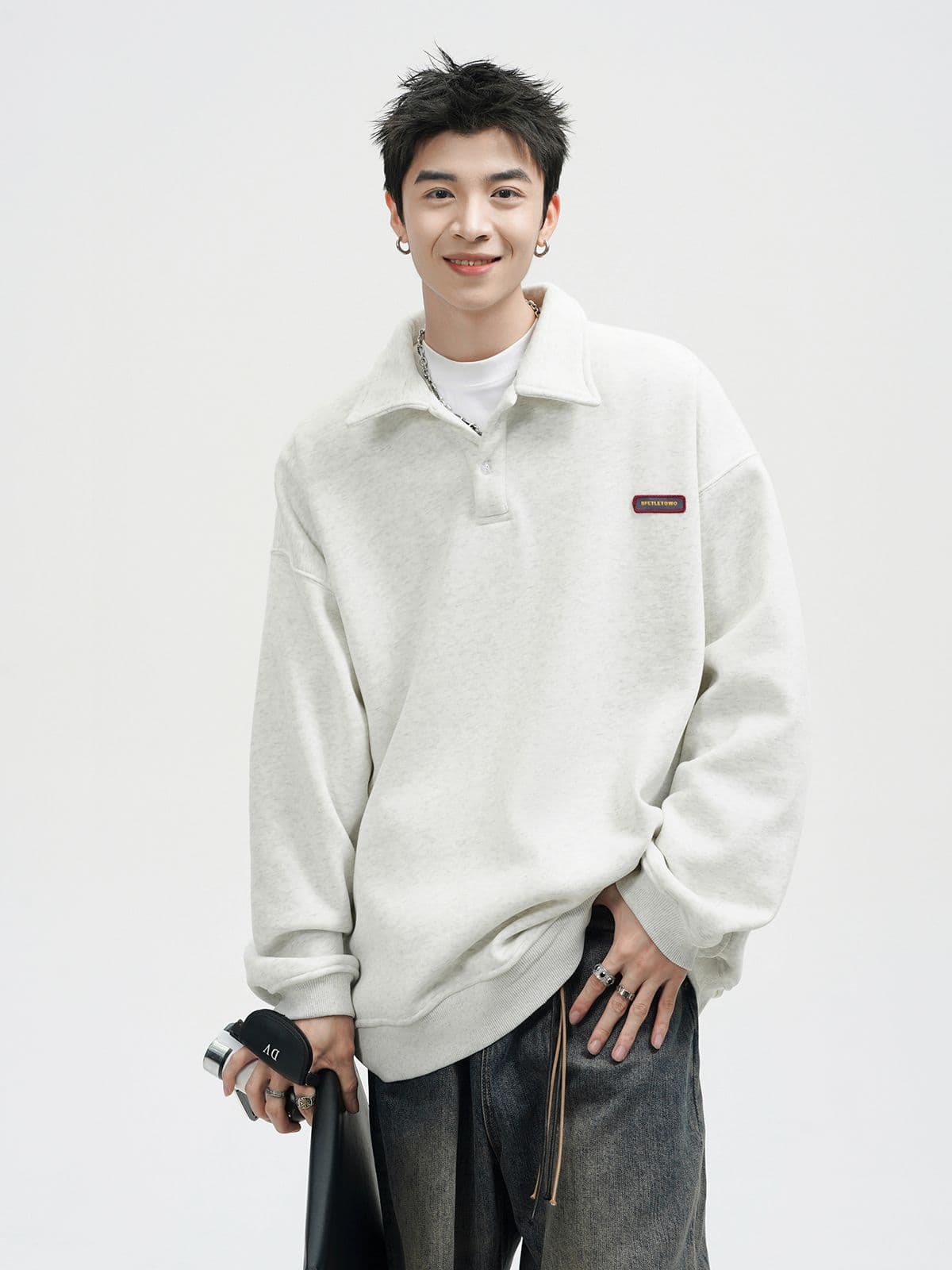 경관 그림 자수 막대기 표준 긴팔 POLO 셔츠 남자 아메리칸 조수 브랜드 폴로 칼라 캐주얼 후드티 커플 맨위 상세 이미지 5