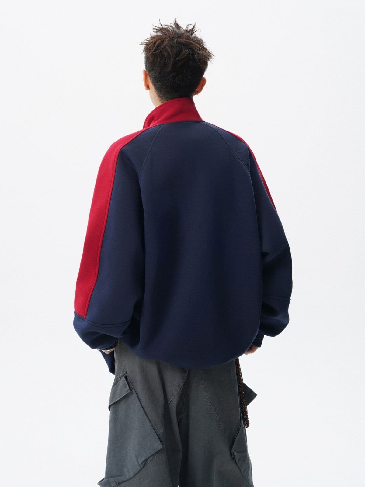 경관 그림 아메리칸 높음 거리 운동 재킷 남자 조수 브랜드 스트라이프 삽입 어깨 소매 후드티 오픈 가디건 스탠드 칼라 재킷 상세 이미지 11