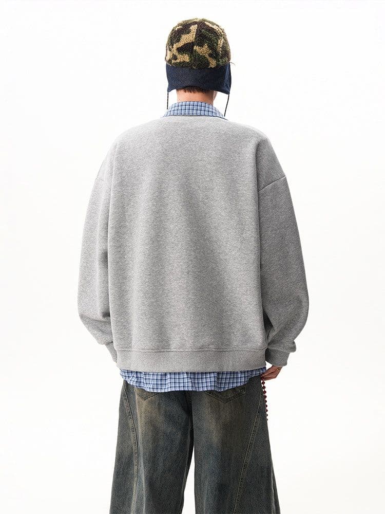 경관 그림 페이크 레이어드 체크무늬 패치워크 후드티 재킷 남녀 아메리칸 조수 브랜드 학원 스타일 재킷 오픈 가디건 상세 이미지 8