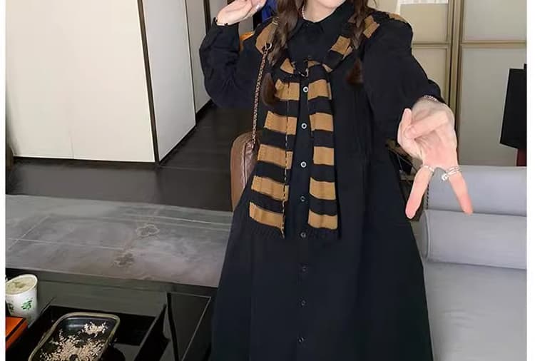 지금 새로운 빅 사이즈 루즈핏 프랑스식 캄파넬라 세과 차 휴식 숄 셔츠 임산부 점프 슈트 치마 세트 상세 이미지 25