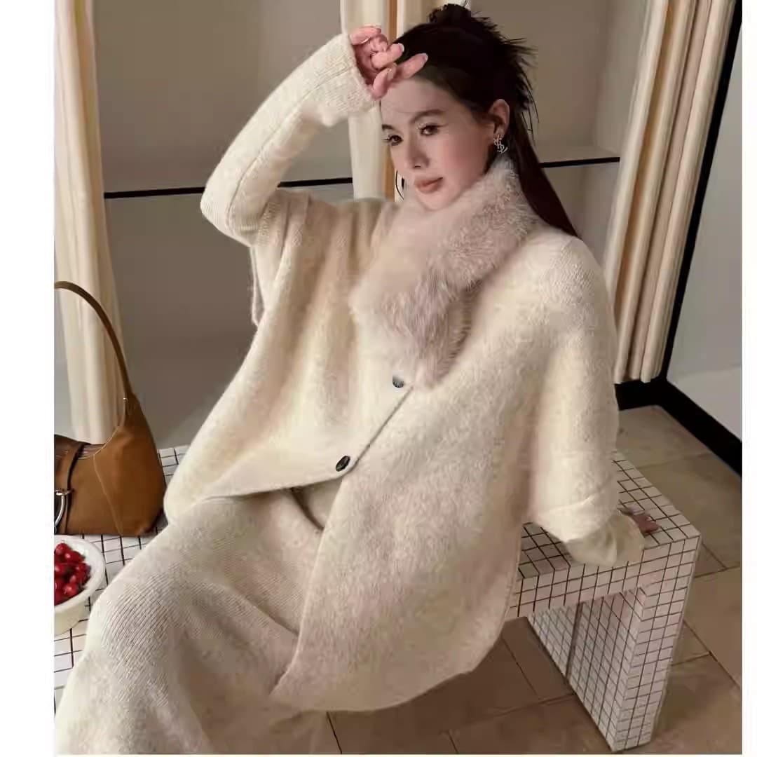 대 물품 한 부서 착용 가져 가라. 잘 생긴 품격 카디건 코트 인사이드 가져 가라. 드레스 모피 칼라 목도리 임산부 3종 세트 이미지 4