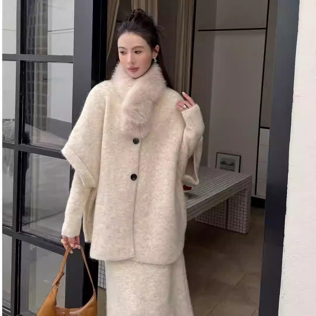 대 물품 한 부서 착용 가져 가라. 잘 생긴 품격 카디건 코트 인사이드 가져 가라. 드레스 모피 칼라 목도리 임산부 3종 세트 이미지 2
